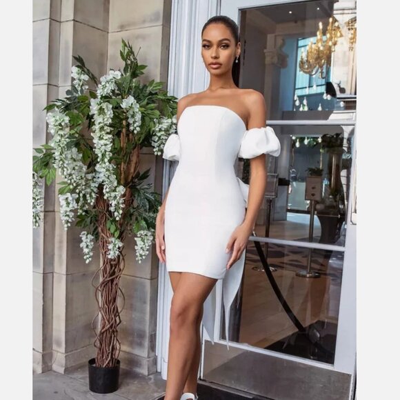 RARE Nadine Merabi Emiliee White Dress - Picture 1 of 8